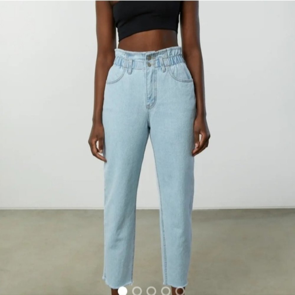 Oak & Fort PAPERBAG WAIST High Rise elastic waist jeans size M